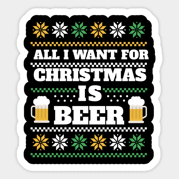 Festive Cheers: Ugly Christmas Sweater Beer Wish Sticker by positivedesigners